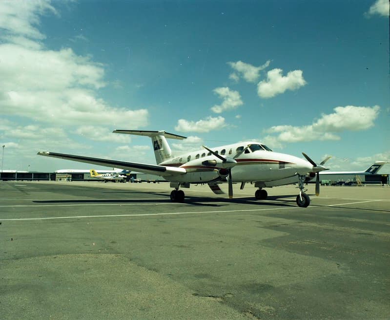 Queensland Government aircraft, Brisbane Airport, Eagle Farm, 1975