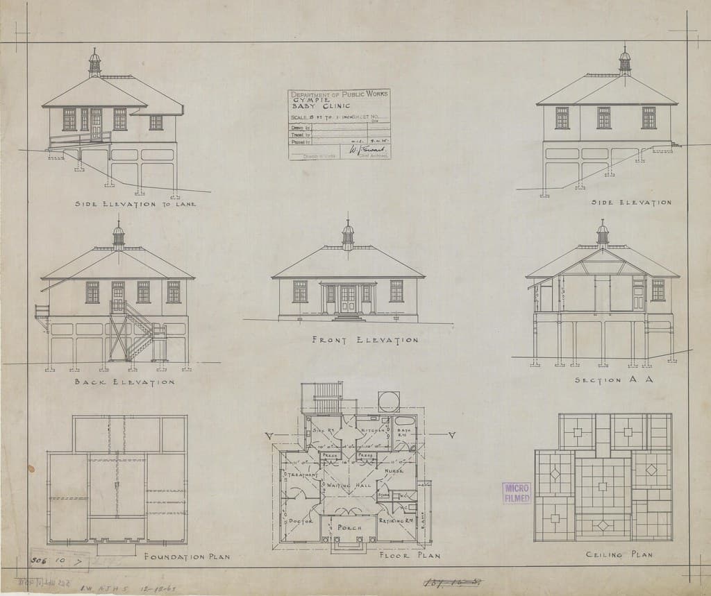 Architectural plans, Gympie Baby Clinic, 9 April 1925