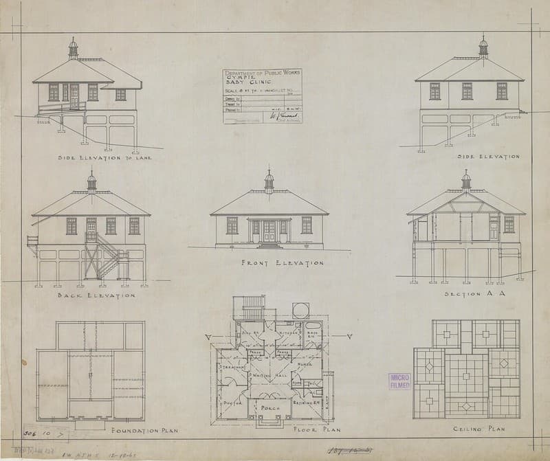 Architectural plans, Gympie Baby Clinic, 9 April 1925