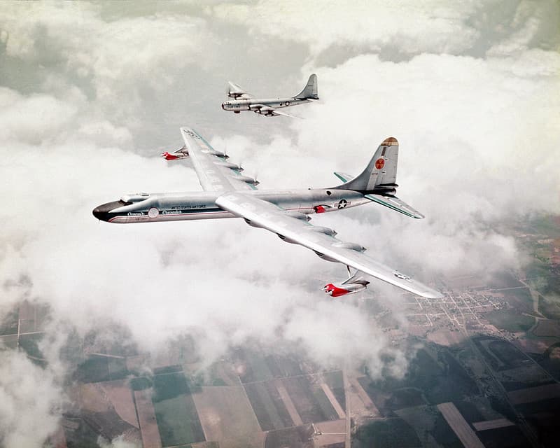 Convair XNB-36H bomber aircraft and a Boeing B-29 'Superfortress'