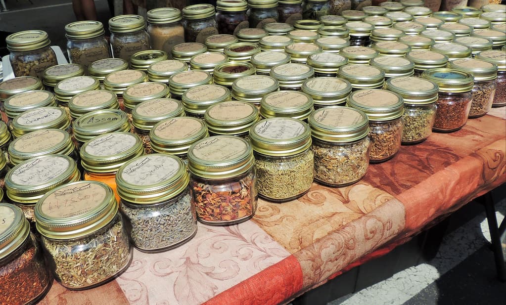 Jarred spices and herbs