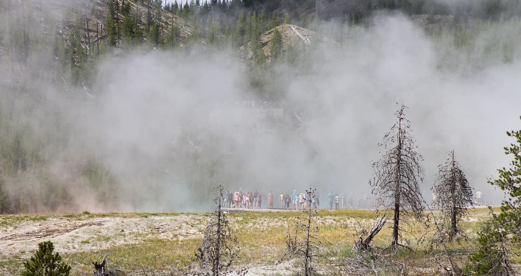 Grand Prismatic Spring and People at Overlook