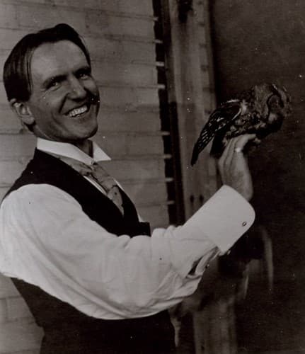 1904. Forest entomologist Jesse Lee Webb with owl. Washington, D.C.