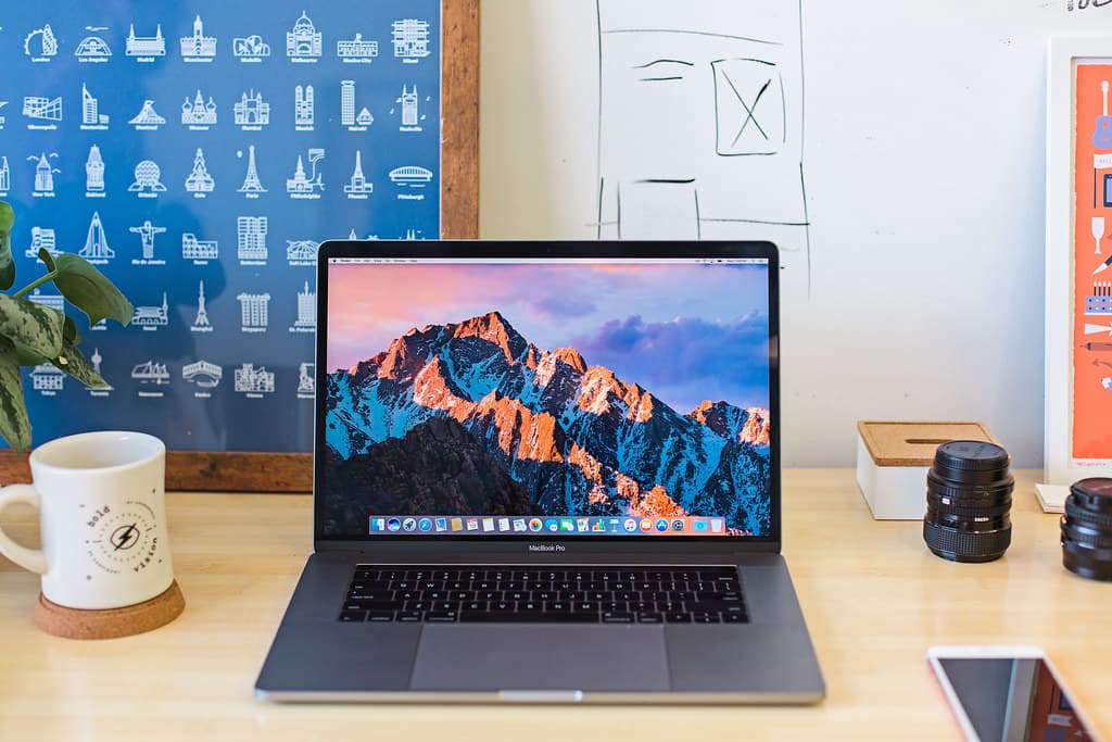 Laptop and coffee cup