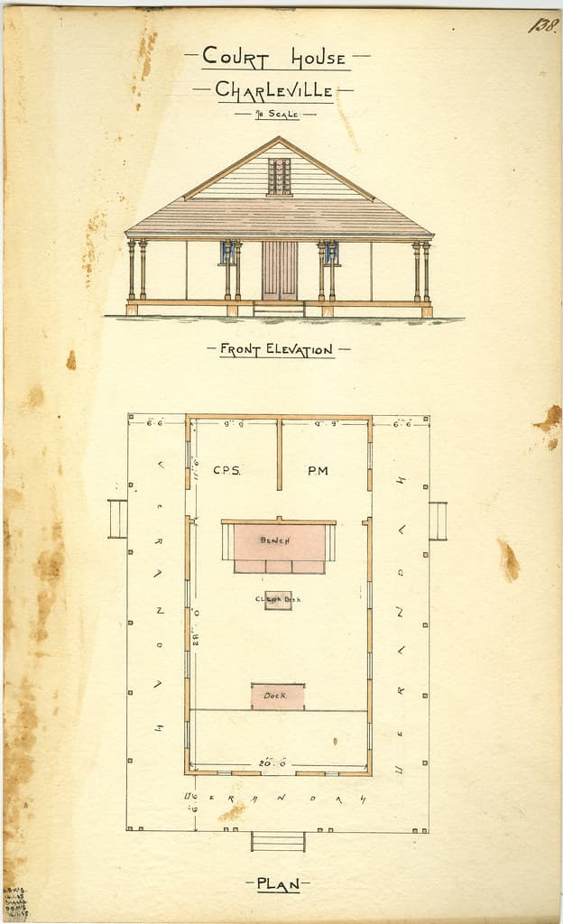 Architectural drawing of the Court House, Charleville, 14 January 1885