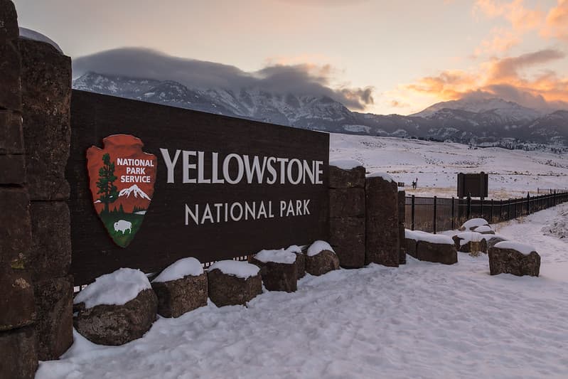 North Entrance sunset after a winter storm