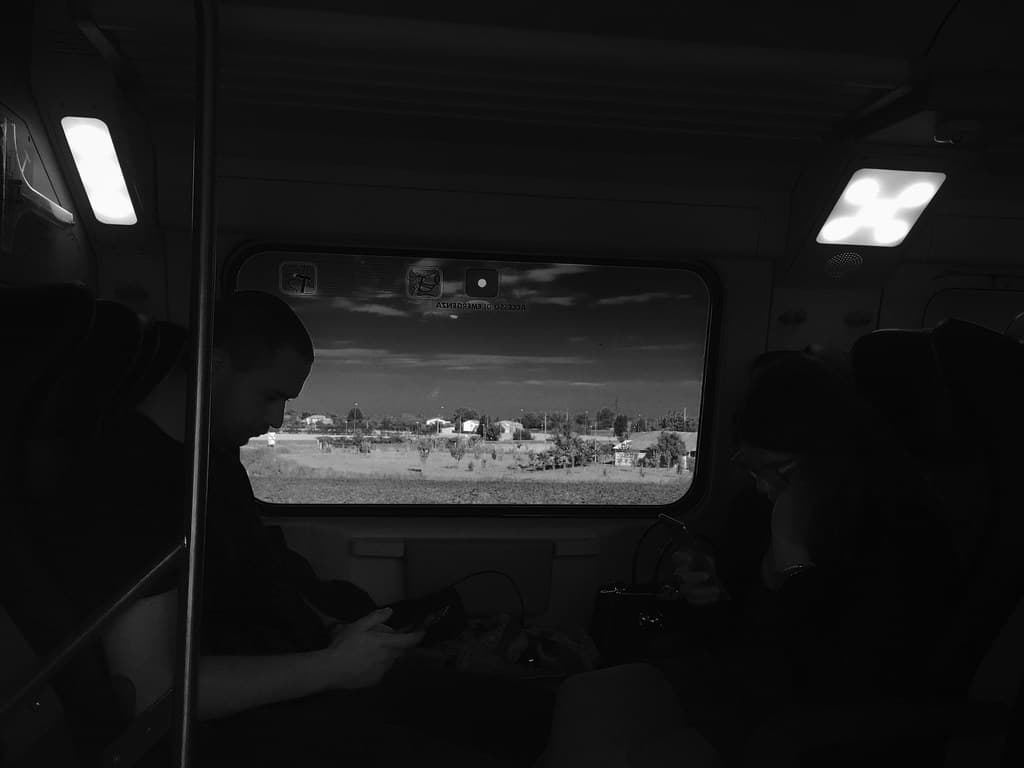 Long travel in train, Italy