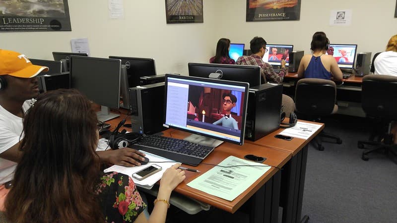 Students working at computers