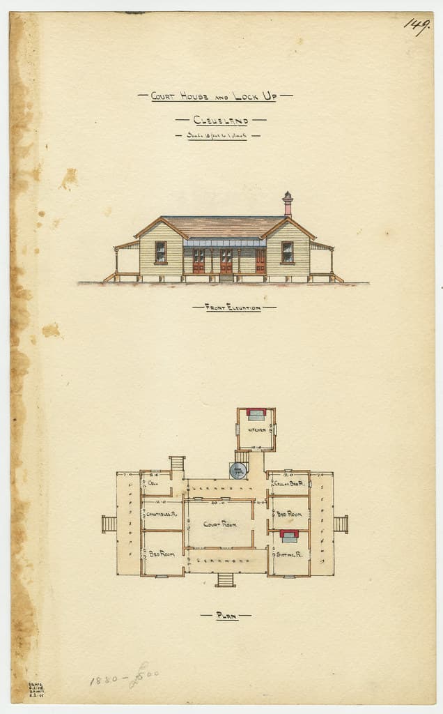 Architectural drawing of the Court House and Lock Up, Cleveland