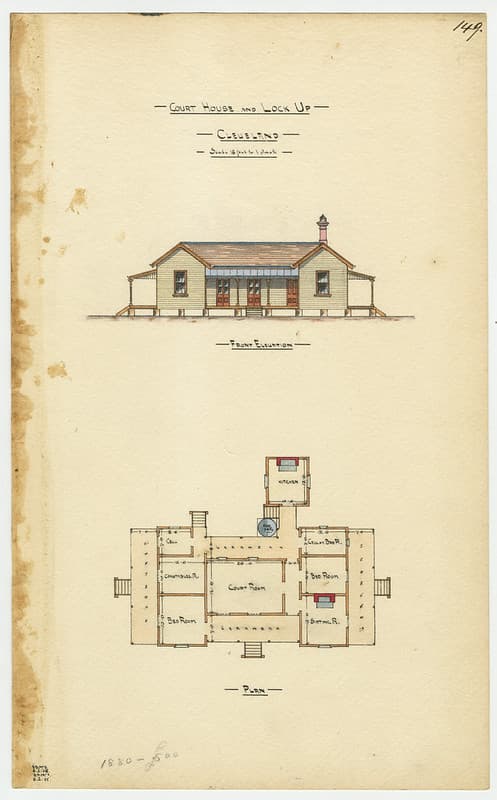 Architectural drawing of the Court House and Lock Up, Cleveland