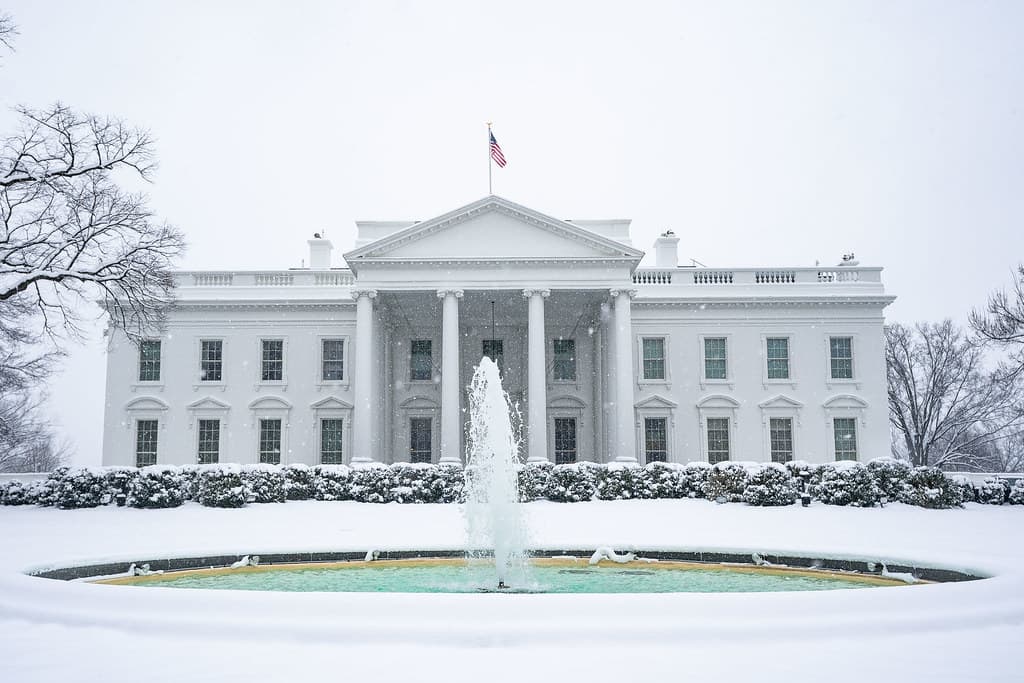 The White House Grounds Covered in Snow on January 13, 2019