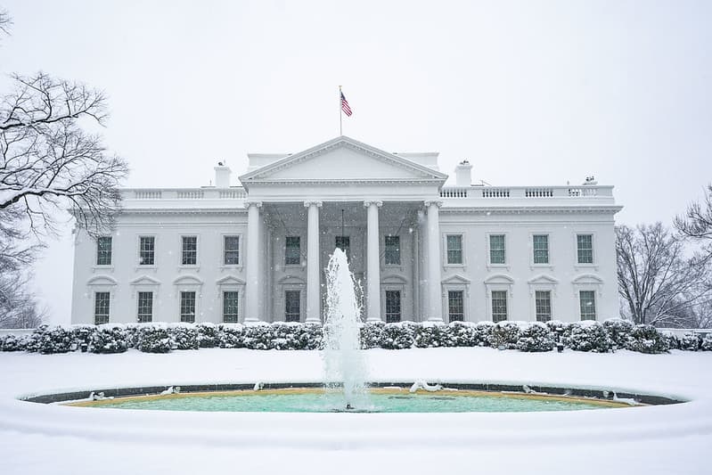The White House Grounds Covered in Snow on January 13, 2019
