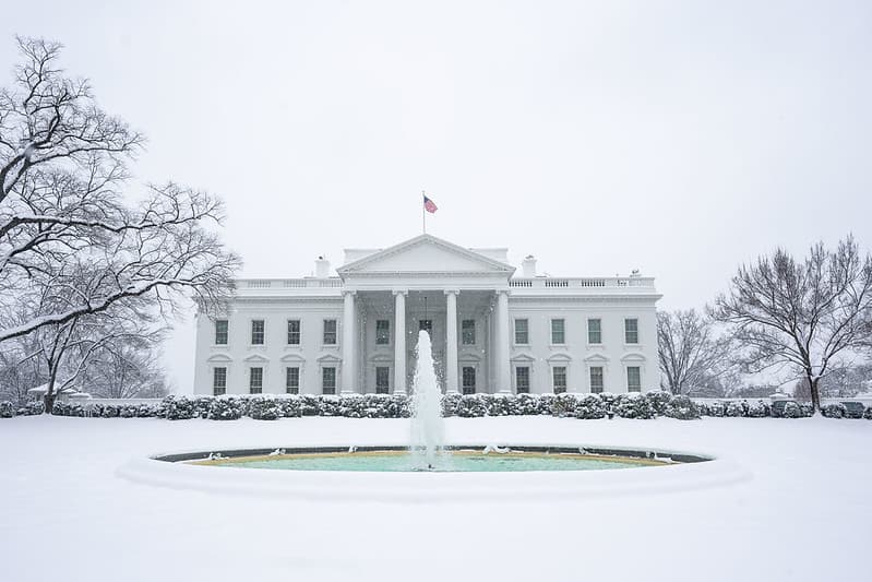 The White House Grounds Covered in Snow on January 13, 2019
