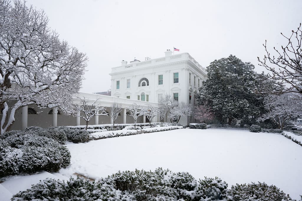 The White House Grounds Covered in Snow on January 13, 2019