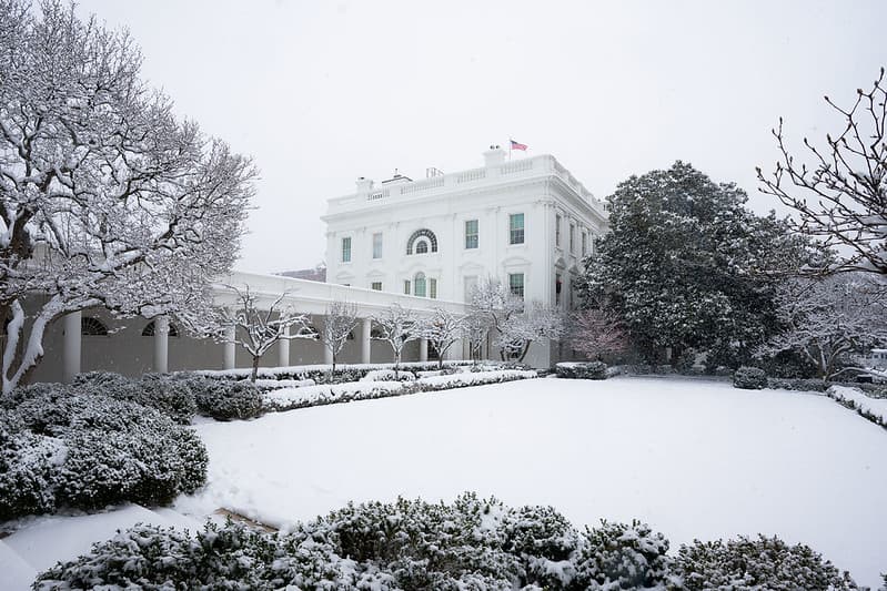 The White House Grounds Covered in Snow on January 13, 2019