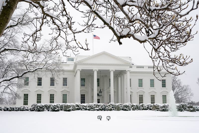 The White House Grounds Covered in Snow on January 13, 2019