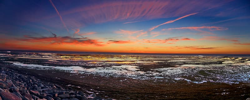 Panorama sunset at low tide T