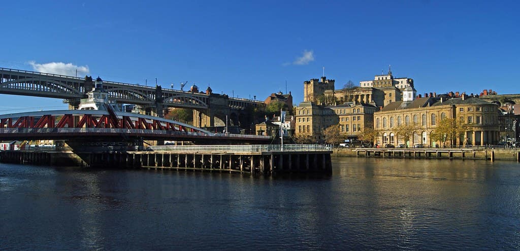 Old Newcastle and two of its famous bridges in autumn