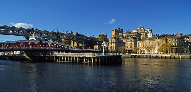 Old Newcastle and two of its famous bridges in autumn