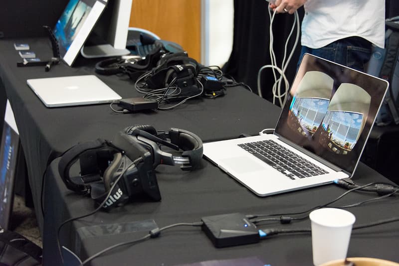 Oculus Rift DK1 and headphones with demo laptop at SVVR expo