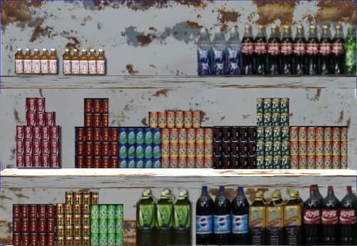 Supermarket shelf-sodas