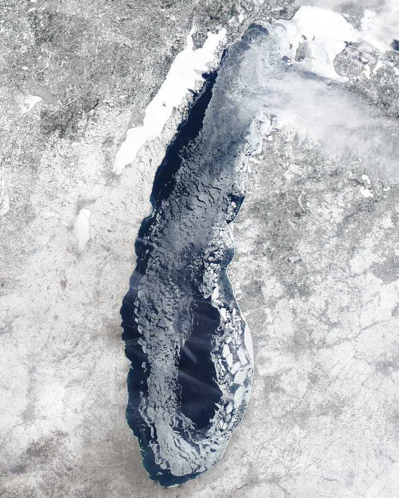 MODIS Satellite Image Lake Michigan Ice Cover