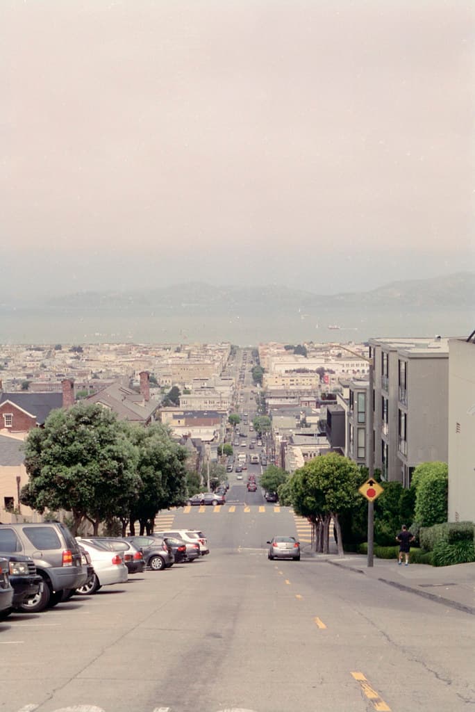 San Francisco steep street with ocean