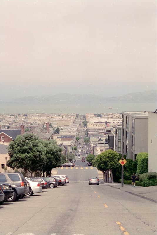 San Francisco steep street with ocean