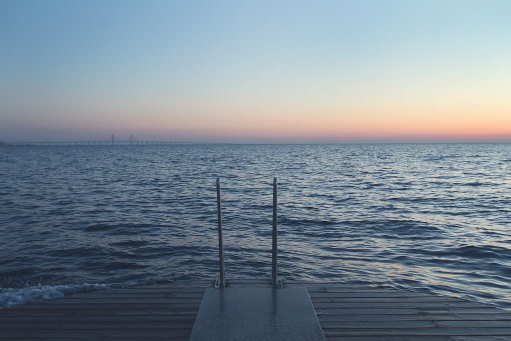 Deck with Ladder Leading to Ocean
