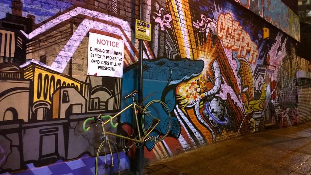 Comic book style graffiti art in Hackney London