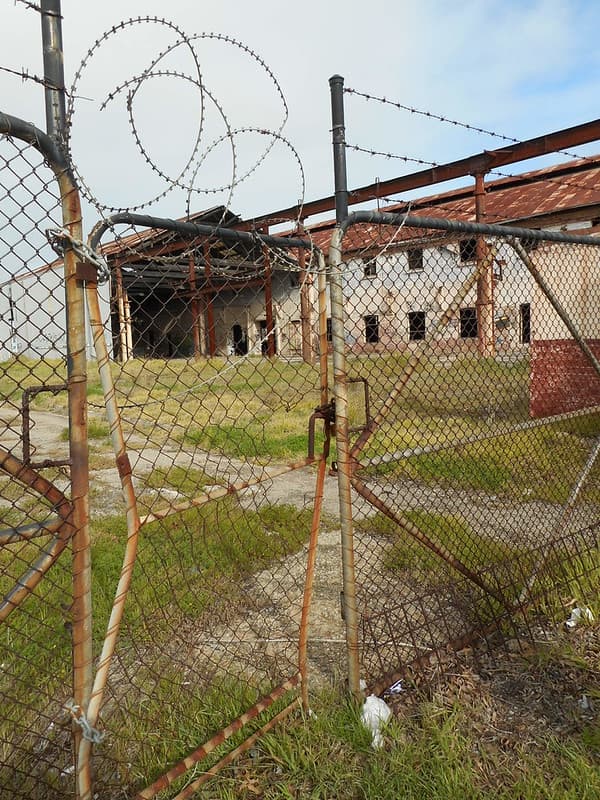 Abandoned factory gates