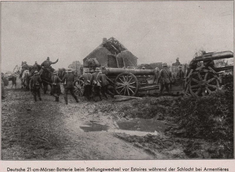 Page 97 German 21cm mortar battery near Estaires