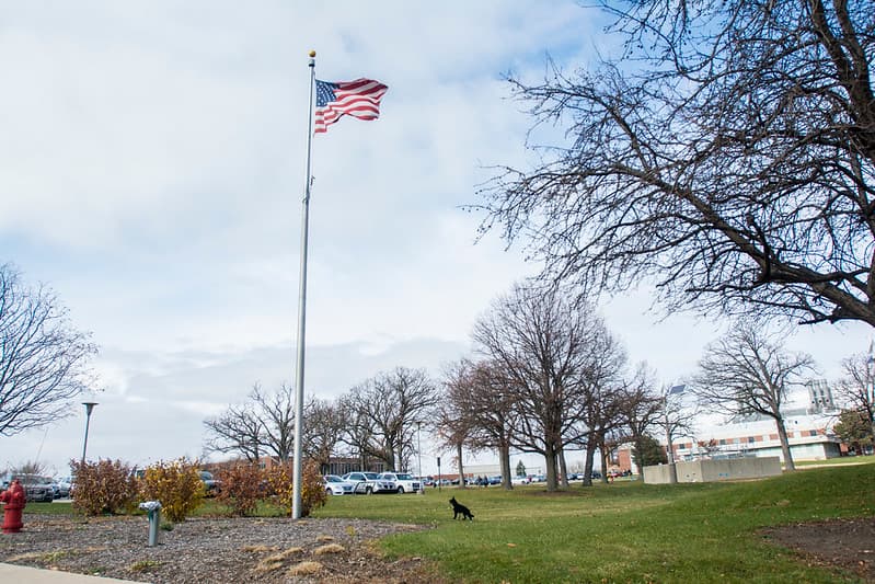Army Reserve troops retire flag at Argonne National Laboratory