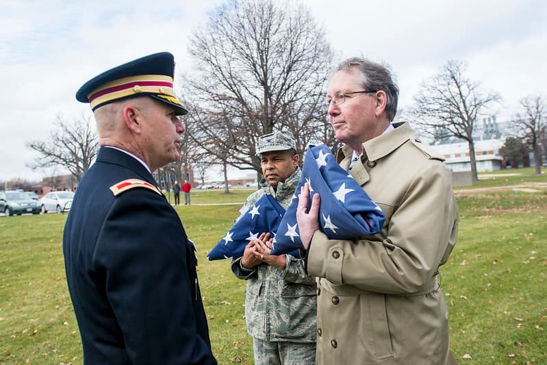 Army Reserve troops retire flag at Argonne National Laboratory
