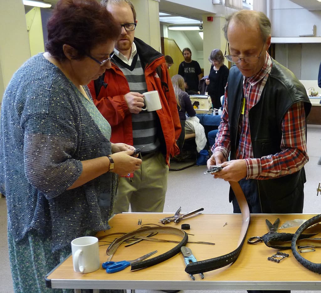 Reading Repair Cafe - old bicycle tyres into belts