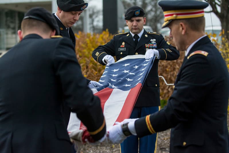 Army Reserve troops retire flag at Argonne National Laboratory