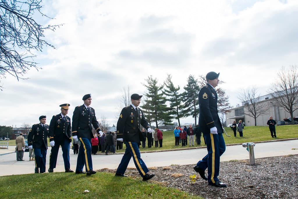 Army Reserve troops retire flag at Argonne National Laboratory