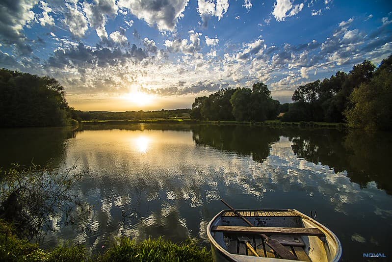Lake, with boat