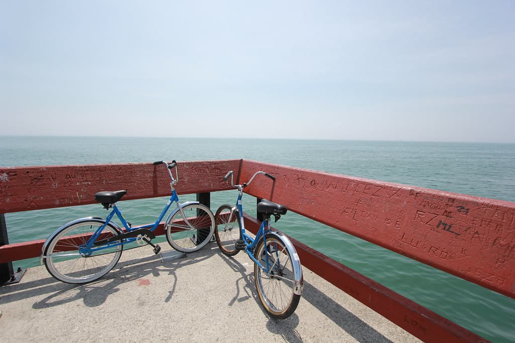 Blue Bicycles on Ocean Dock