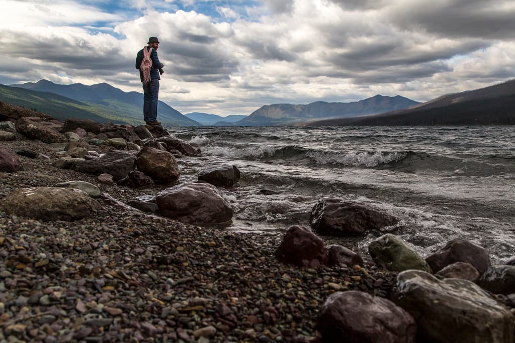 Tim Enjoying the View from the Lake McDonald Lodge Shore