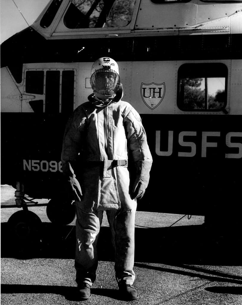 Helicopter Rapeller in Protective Gear