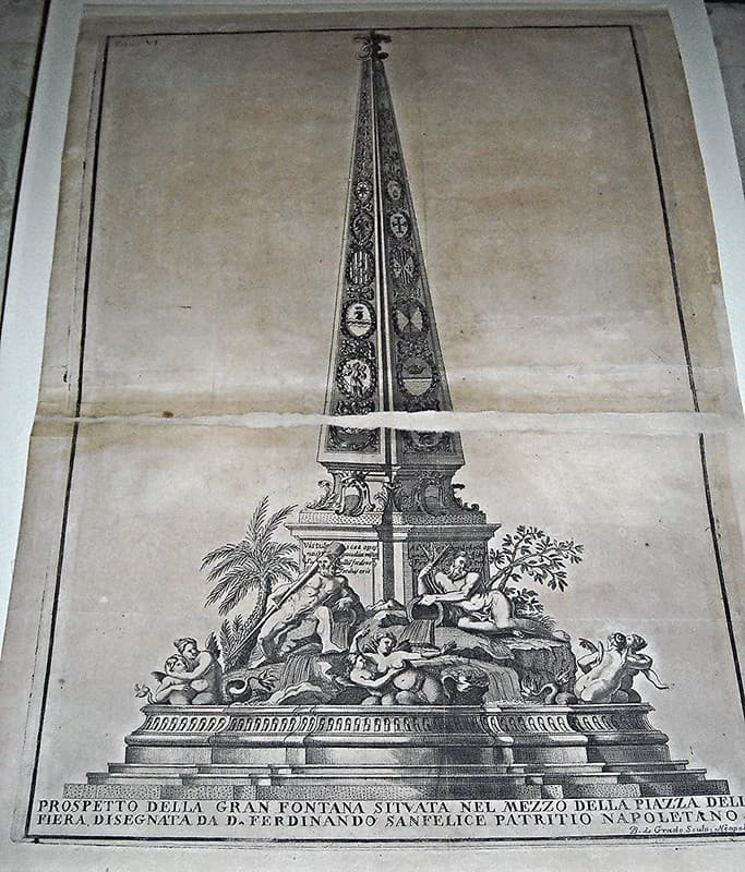Etching, ferdinandosanfelice, fountain