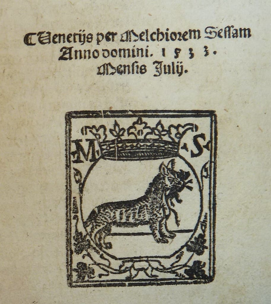 Woodcut printer's device of Melchiorre Sessa of Venice