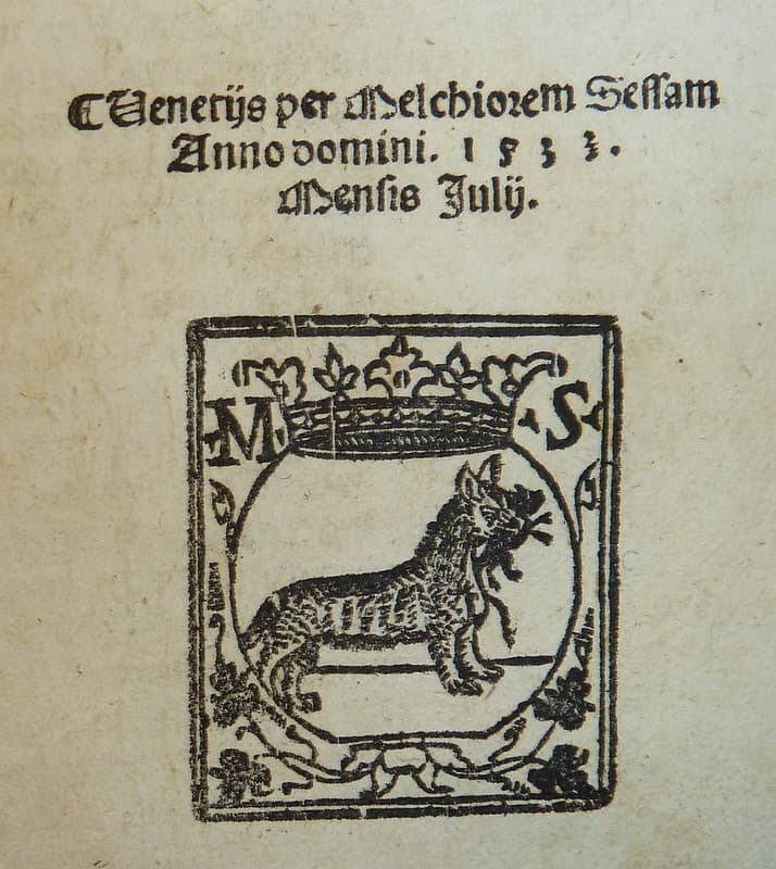 Woodcut printer's device of Melchiorre Sessa of Venice