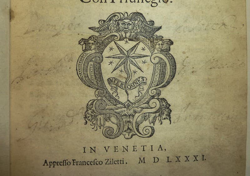 Printer's device of Francesco Ziletti of Venice; illegible inscription