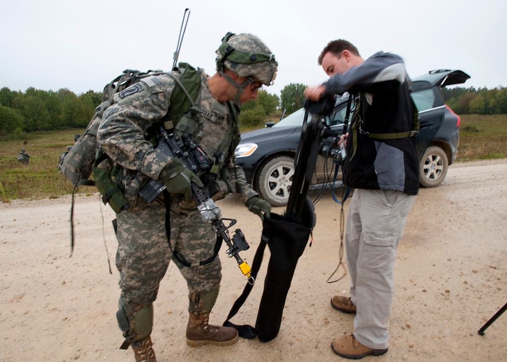 Inspecting reporter's gear