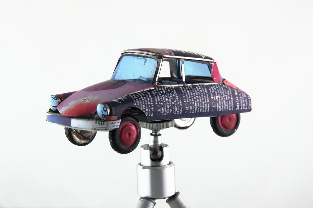 Ds649 Toy Car on a Makeshift Pedestal
