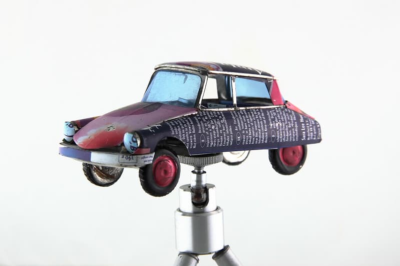 Ds649 Toy Car on a Makeshift Pedestal