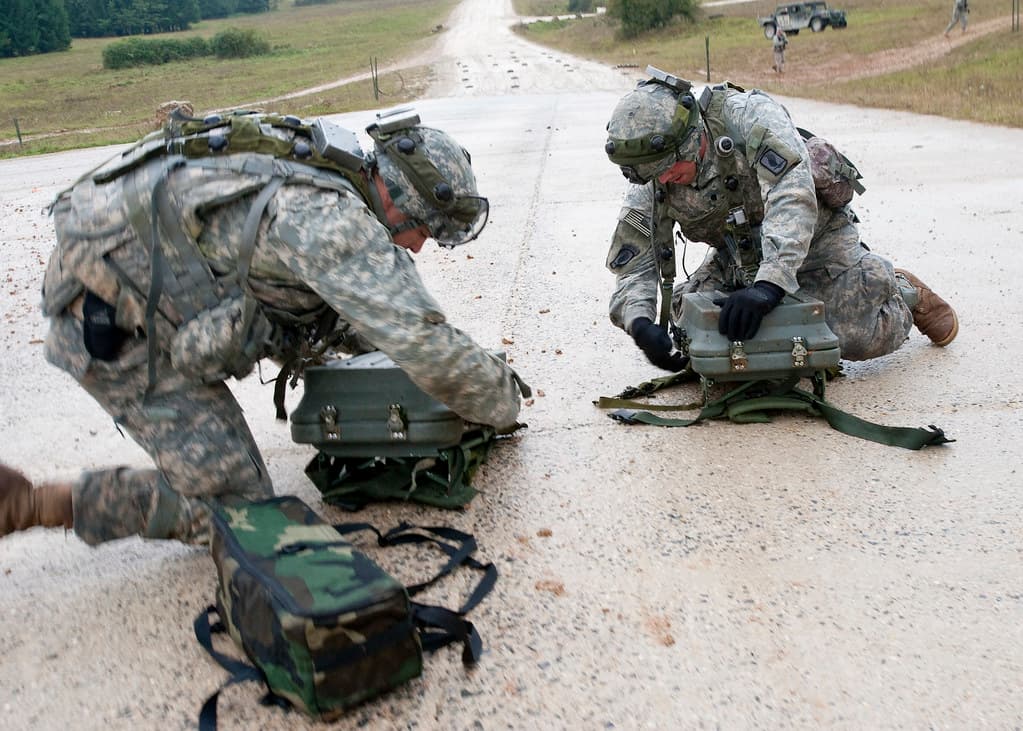 Sappers depoying their gear