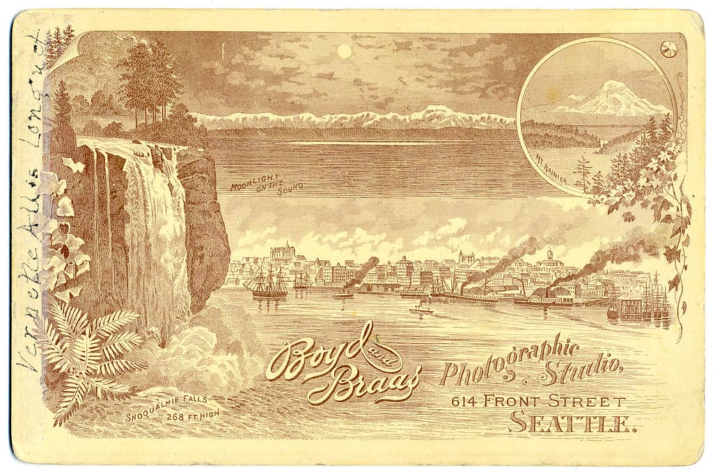 Verso of photo by Boyd and Braas Studio, Seattle c1890s